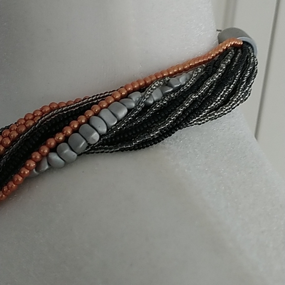 Multi Beaded twisted strand Chocker Necklace - Picture 2 of 10